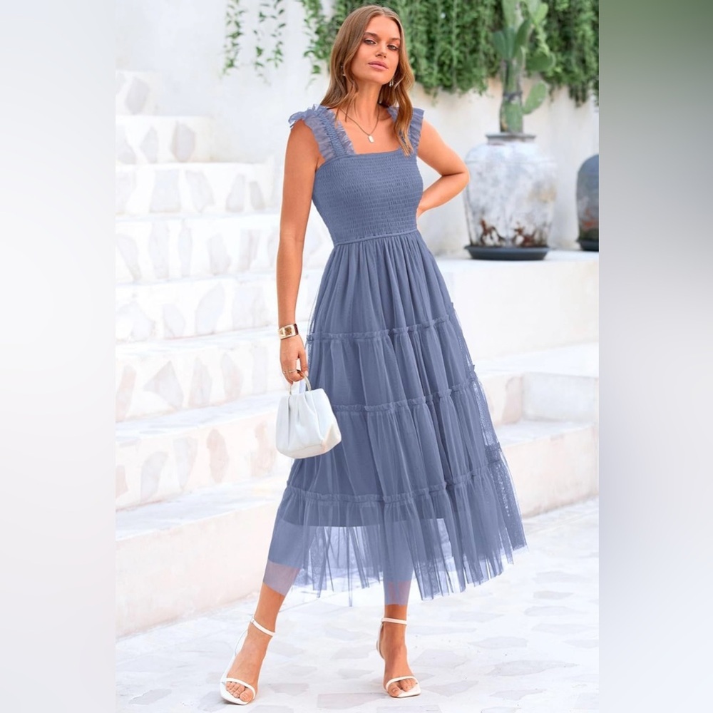 PRETTYGARDEN Women's Tulle Midi Dress Grey Blue Size XXL - Picture 9 of 9